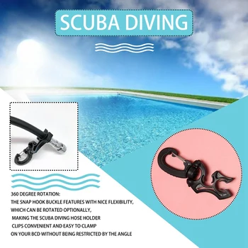 3 Шт. Зажим для держателя шланга для дайвинга Двойной зажим для шланга BCD для подводного плавания с застежкой-крючком для аксессуаров для подводного плавания 5