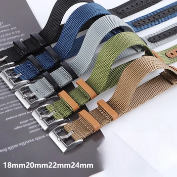 18/20/22/24 мм Нейлон + кожаный Универсальный ремешок для часов Smasung Galaxy Watch 4/3 Браслет на Запястье для Huawei Watch GT Ремень