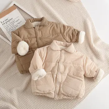По одному на каждого человека ~ Детское утепленное пальто с хлопчатобумажной подкладкой на флисовой подкладке 2023 года, Новая зимняя детская хлопчатобумажная одежда для мужчин и женщин