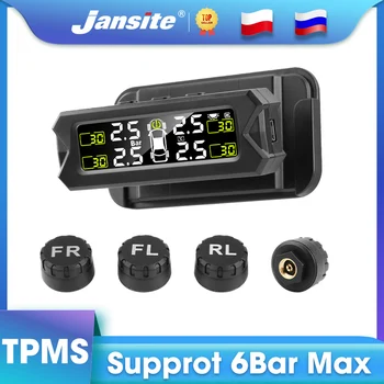 Jansite Car TPMS Система контроля давления в шинах Датчик заряда шин с кронштейном, регулируемым на 360 градусов, IP68 Водонепроницаемый 6 бар