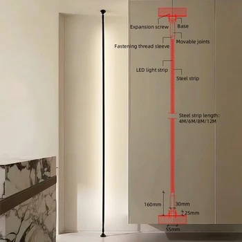 4-метровый линейный светильник Skyline Минималистичный Черно-белый светодиодный полосатый настенный светильник для гостиной, спальни, художественного фона, декоративного освещения