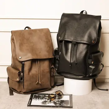 2023 Ретро Рюкзак из воловьей кожи первого слоя, мужские кожаные сумки большой емкости, многофункциональная повседневная модная сумка для компьютера 1