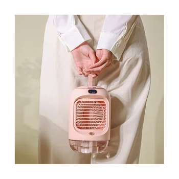 Электрический вентилятор, перезаряжаемый Портативный настольный бесшумный USB-охлаждающий Мини-вентилятор, кондиционеры, увлажнитель воздуха для дома, розовый 3