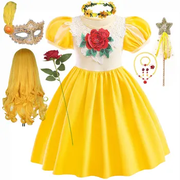 Платье принцессы Белль 2023, детское платье принцессы из серии Girls Belle Dress, платье для мероприятий, детское платье принцессы