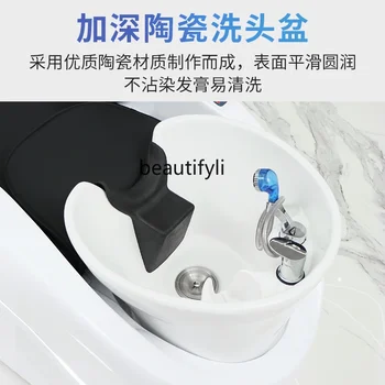 Интеллектуальная электрическая массажная подставка для шампуня, автоматическая керамическая раковина для мытья шампунем и промывки 3