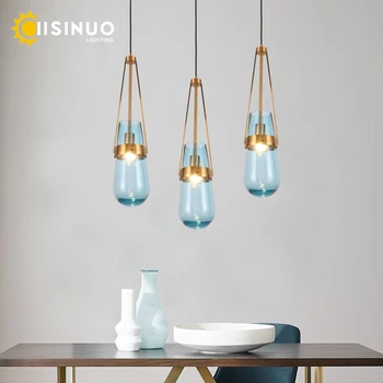 Подвесной светильник в виде капель воды, роскошная люстра из синего стекла E14, регулируемый светильник для ресторана, столовой, домашнего декора