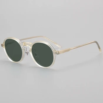 Японские классические поляризованные солнцезащитные очки для мужчин, женские круглые солнцезащитные очки в стиле ретро, высококачественные ацетатные солнцезащитные очки UV400 оттенков