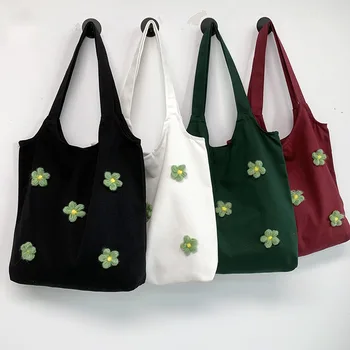 Женская сумка, дешевые повседневные сумки через плечо большой емкости, холщовые сумки для покупателей, модные сумки с буквенным принтом в стиле харадзюку на молнии