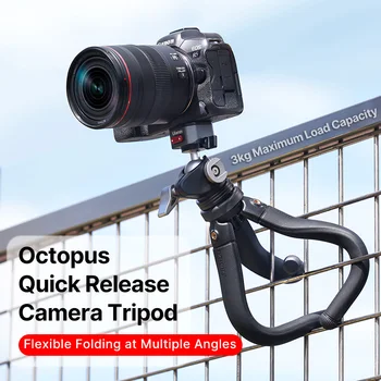Ulanzi Octopus Vlog Штатив для видеоблогинга Claw Быстроразъемный Штатив для камеры с панорамной шаровой головкой на 360 °, холодный башмак Максимальной грузоподъемностью 3 кг