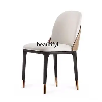 Обеденный стул в скандинавском стиле Простой современный металлический стул Креативная Вилла из массива дерева Легкая Роскошная мебель для гостиной для отдыха Домашняя мебель
