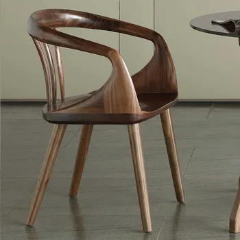 Обеденные стулья из массива дерева в скандинавском стиле для кухонной мебели, домашний дизайнерский стул для ресторана, простое кресло для гостиной со спинкой
