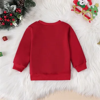 Рождественские Повседневные свитшоты для девочек и мальчиков, красные пуловеры с круглым вырезом и буквенным принтом, топы