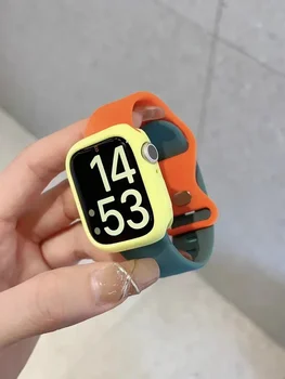 Разноцветный силиконовый ремешок для Apple Watch Band 40/44 мм 6 5 4 Мягкая резиновая петля для Iwatch 7 8SE 49Ultra 3 2 1 38/42 41/ 45 мм Correa 1