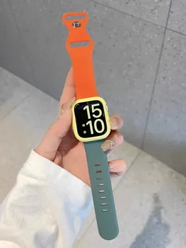 Разноцветный силиконовый ремешок для Apple Watch Band 40/44 мм 6 5 4 Мягкая резиновая петля для Iwatch 7 8SE 49Ultra 3 2 1 38/42 41/ 45 мм Correa 2
