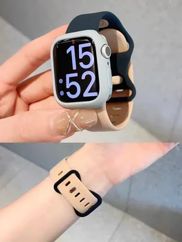 Разноцветный силиконовый ремешок для Apple Watch Band 40/44 мм 6 5 4 Мягкая резиновая петля для Iwatch 7 8SE 49Ultra 3 2 1 38/42 41/ 45 мм Correa 4