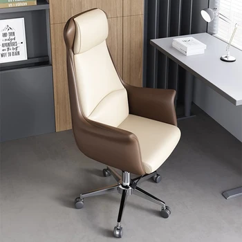 Кожаное Мобильное офисное кресло с эргономичной подушкой, Удобное офисное кресло для спальни, глубокое кресло Silla De Oficina, Современная мебель 1