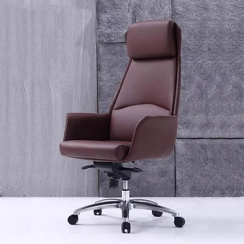 Кожаное Мобильное офисное кресло с эргономичной подушкой, Удобное офисное кресло для спальни, глубокое кресло Silla De Oficina, Современная мебель 2
