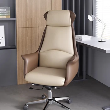 Кожаное Мобильное офисное кресло с эргономичной подушкой, Удобное офисное кресло для спальни, глубокое кресло Silla De Oficina, Современная мебель 3