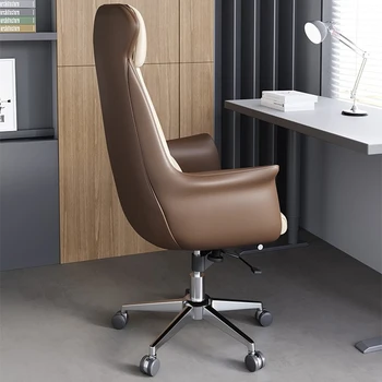 Кожаное Мобильное офисное кресло с эргономичной подушкой, Удобное офисное кресло для спальни, глубокое кресло Silla De Oficina, Современная мебель 4