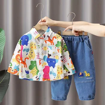 Одежда для маленьких мальчиков, Костюм, Весенне-осенние комплекты одежды, Рубашки для маленьких мальчиков + Брюки, Комплекты из 2 предметов, Детский комплект от 2 до 5 лет, Новинка 2024 года