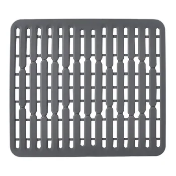 Сливное устройство для кухонных столовых приборов Силиконовый коврик для сушки посуды с нескользящими выступающими краями для сбора воды 18,5*32,5 см Серый