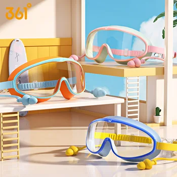 361 ° Профессиональные очки для плавания HD с защитой от запотевания Для взрослых, очки для плавания с защитой от ультрафиолета, Регулируемые силиконовые очки для плавания в большой оправе С затычками для ушей 0
