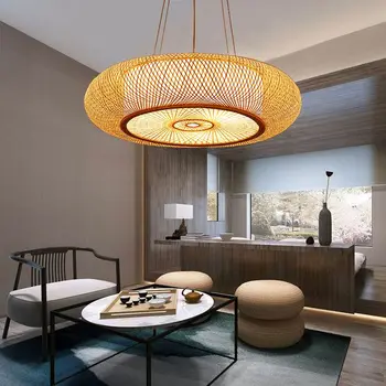 Простой китайский бамбуковый светодиодный подвесной светильник для гостиной, подвесной светильник для спальни, подвесной светильник для кухни, домашний декор, освещение