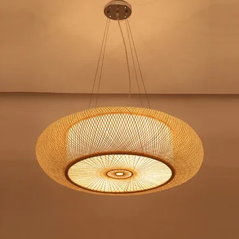 Простой китайский бамбуковый светодиодный подвесной светильник для гостиной, подвесной светильник для спальни, подвесной светильник для кухни, домашний декор, освещение 1