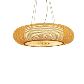 Простой китайский бамбуковый светодиодный подвесной светильник для гостиной, подвесной светильник для спальни, подвесной светильник для кухни, домашний декор, освещение 5