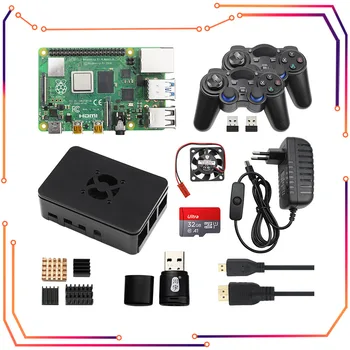 Игровой комплект Raspberry Pi 4 Model B 2 4 8 ГБ оперативной памяти + Беспроводные геймпады + 128 64 32 ГБ TF-карты Дополнительная Игровая системная карта Retropie