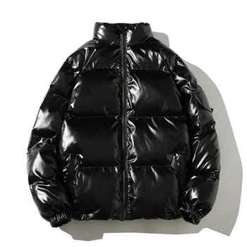 Зимняя Свободная куртка из яркой ткани с воротником-стойкой, мужская Мода, Плотное Теплое пальто в полоску, Мужская одежда Оверсайз