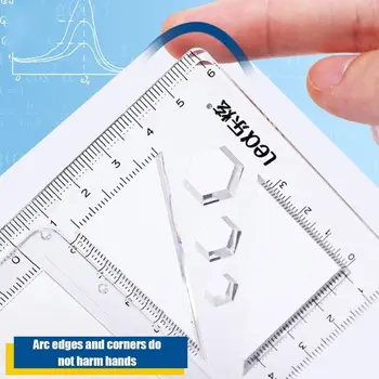 Подарочная Пластиковая линейка для рисования, Поворотный Универсальный Измерительный инструмент, Многофункциональные Геометрические линейки для офиса 3