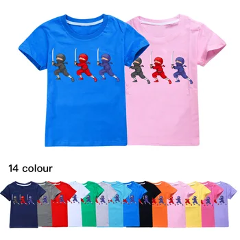Футболки для маленьких мальчиков и девочек, летние детские топы NINJA KIDZ, хлопковая детская одежда с героями мультфильмов, модная детская футболка