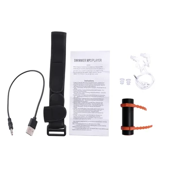 4 ГБ USB MP3-плеер, водонепроницаемый, для плавания, дайвинга, серфинга, черная гарнитура, FM-радио