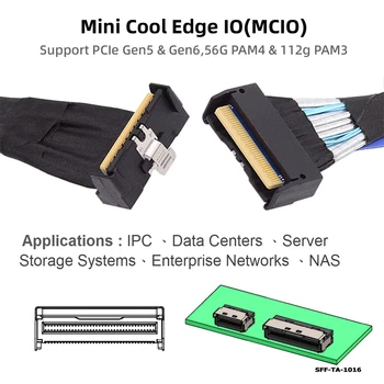 PCI-E Slimline SAS 8i 74Pin Штекер к MCIO 74Pin Штекер Mini Cool Edge IO MCIO PCI-E 5.0 Угловой Удлинитель 35 см 5