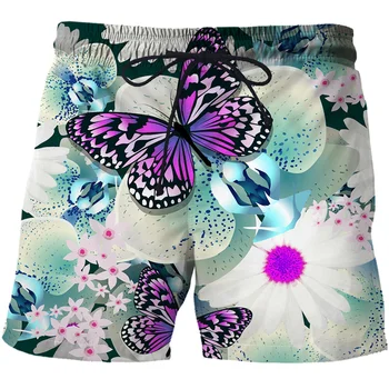 Абстрактные пляжные шорты с изображением бабочки, брюки, мужские шорты для серфинга с 3D принтом, летний Гавайский купальник, плавки, шорты Cool Ice.