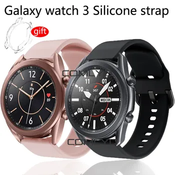 Силиконовый ремешок для Samsung Galaxy watch 3, ремешок 45 мм, 41 мм, браслет с силиконовыми лентами, чехол из ТПУ, подарок