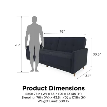 Диван-кровать DUTRIEUX, раскладной диван-футон, черная искусственная кожа 4