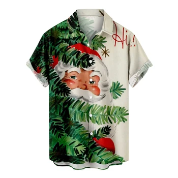 Новая дешевая рождественская мужская одежда, мужская рубашка, топы с коротким рукавом, 3D футболка с изображением Санта-Клауса, мужская и женская одежда большого размера