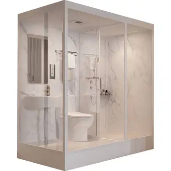 Встроенная простая ванная комната, Бытовая ванная комната, Встроенная стеклянная ванная комната, сухое и влажное разделение