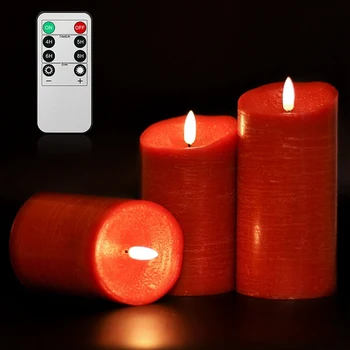 3D Мерцающий свет свечи, Дистанционное управление временем на батарейках, Движущийся фитиль, Танцующее пламя 2