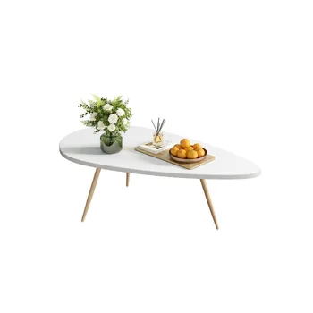 2024 Новых маленьких белых журнальных столиков для небольшого пространства, уникального простого овального центрального стола с деревянной рамой 0