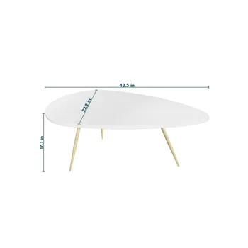 2024 Новых маленьких белых журнальных столиков для небольшого пространства, уникального простого овального центрального стола с деревянной рамой 5