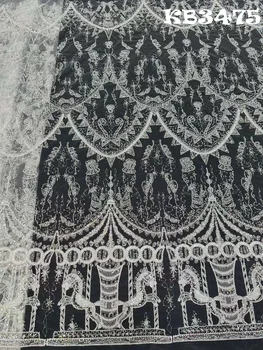 Кружевная ткань Sequence Нигерийская кружевная ткань 2023 Высококачественное кружево Белое кружевное платье Французская сетка с Sequence Для шитья KB3475