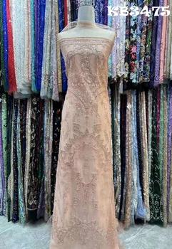 Кружевная ткань Sequence Нигерийская кружевная ткань 2023 Высококачественное кружево Белое кружевное платье Французская сетка с Sequence Для шитья KB3475 2