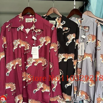 Высококачественная рубашка с длинным рукавом WACKO MARIA 1: 1, Модная Классическая свободная рубашка с тигровым принтом, осенние комфортные топы Wacko Maria