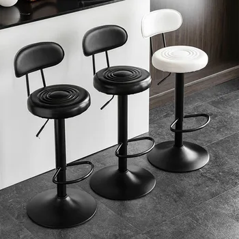 Черно-оранжевая подставка для барного стула из винтажной кожи, тонкое Круглое Вращающееся кресло в японском стиле, Эксклюзивная мебель для макияжа Sedie 1