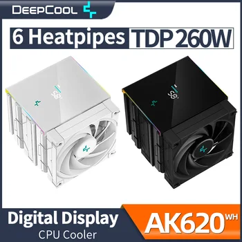 Воздушный Охладитель процессора DeepCool AK620 Digital Twin Towers 6 Тепловых Трубок Белого Цвета С Двумя Вентиляторами Для LGA1700 2011-v3 115X 1200 AMD AM4 AM5