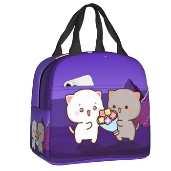 Пара термоизолированных сумок для ланча Mochi Cat, Peach и Goma, Женский контейнер для ланча для детей, коробка для хранения продуктов для школьников