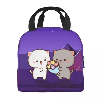 Пара термоизолированных сумок для ланча Mochi Cat, Peach и Goma, Женский контейнер для ланча для детей, коробка для хранения продуктов для школьников 1